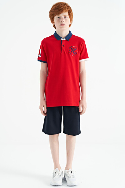 Tommylife Toptan Polo Yaka Standart Kalıp Erkek Çocuk T-Shirt 11086 Kırmızı - Thumbnail