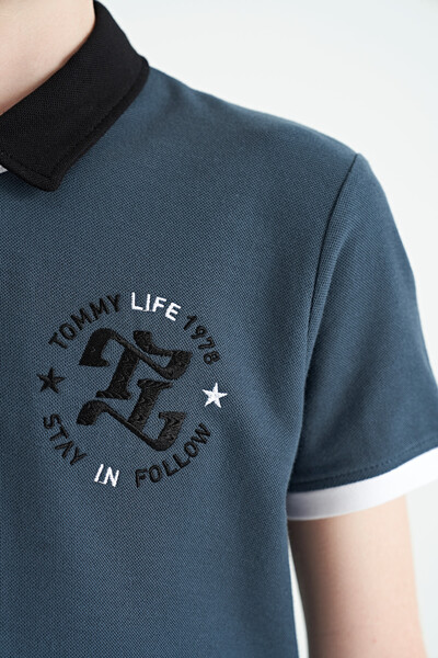 Tommylife Toptan Polo Yaka Standart Kalıp Erkek Çocuk T-Shirt 11086 Orman Yeşili - Thumbnail