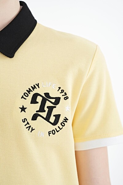 Tommylife Toptan Polo Yaka Standart Kalıp Erkek Çocuk T-Shirt 11086 Sarı - Thumbnail