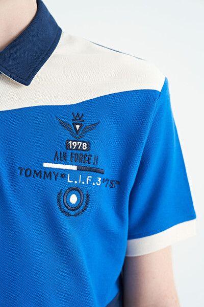 Tommylife Toptan Polo Yaka Standart Kalıp Erkek Çocuk T-Shirt 11088 İndigo - Thumbnail