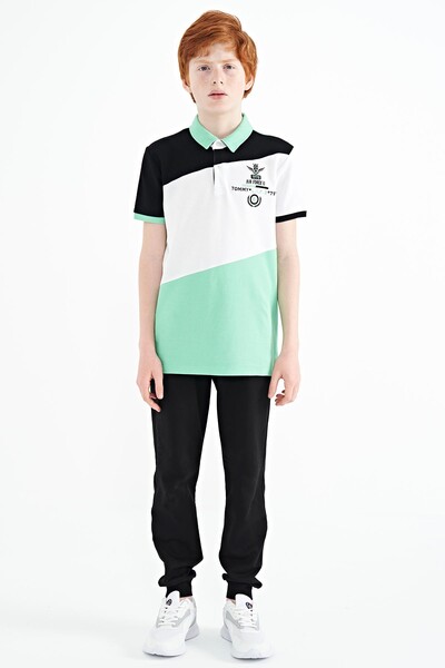 Tommylife Toptan Polo Yaka Standart Kalıp Erkek Çocuk T-Shirt 11088 Su Yeşili - Thumbnail
