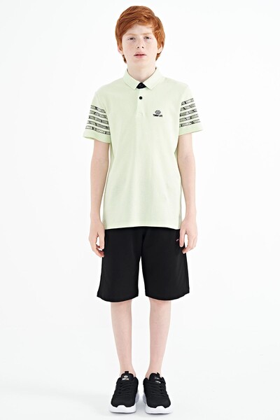 Tommylife Toptan Polo Yaka Standart Kalıp Erkek Çocuk T-Shirt 11093 Açık Yeşil - Thumbnail
