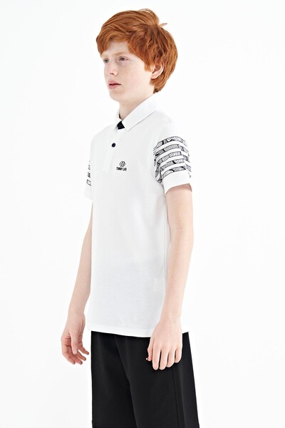 Tommylife Toptan Polo Yaka Standart Kalıp Erkek Çocuk T-Shirt 11093 Beyaz - Thumbnail