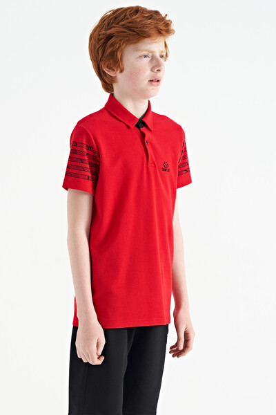 Tommylife Toptan Polo Yaka Standart Kalıp Erkek Çocuk T-Shirt 11093 Kırmızı - Thumbnail