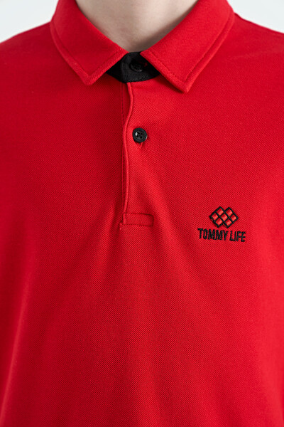 Tommylife Toptan Polo Yaka Standart Kalıp Erkek Çocuk T-Shirt 11093 Kırmızı - Thumbnail