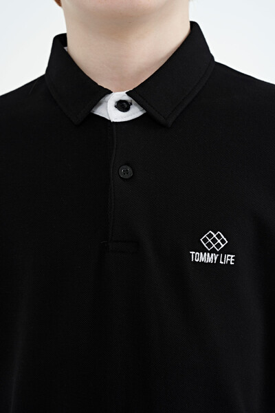 Tommylife Toptan Polo Yaka Standart Kalıp Erkek Çocuk T-Shirt 11093 Siyah - Thumbnail