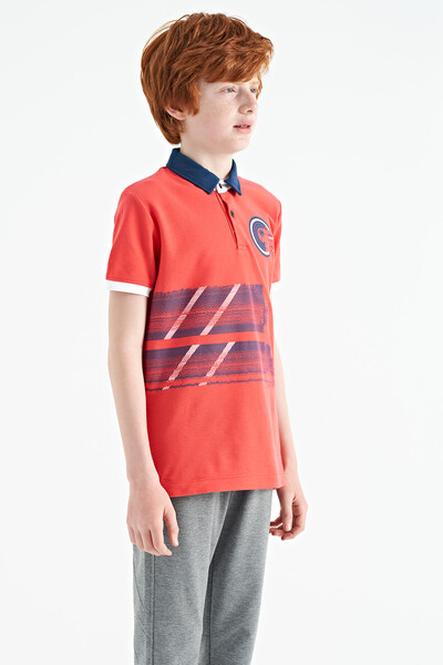 Tommylife Toptan Polo Yaka Standart Kalıp Erkek Çocuk T-Shirt 11094 Coral - Thumbnail