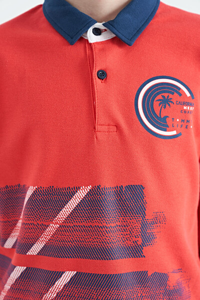 Tommylife Toptan Polo Yaka Standart Kalıp Erkek Çocuk T-Shirt 11094 Coral - Thumbnail