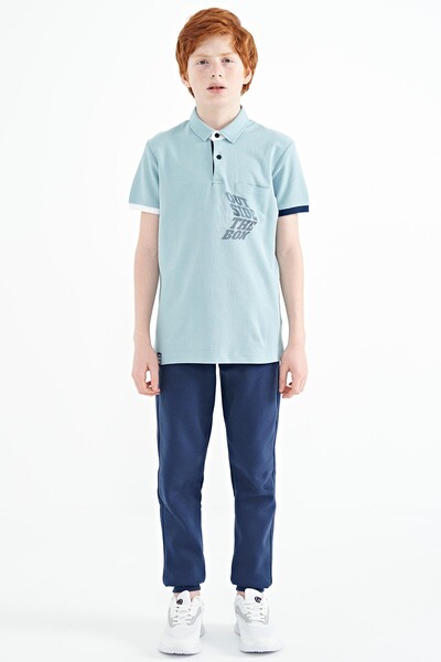 Tommylife Toptan Polo Yaka Standart Kalıp Erkek Çocuk T-Shirt 11102 Açık Mavi - Thumbnail