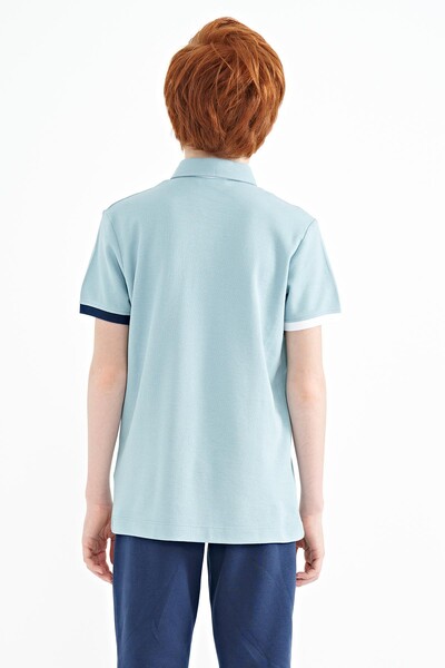 Tommylife Toptan Polo Yaka Standart Kalıp Erkek Çocuk T-Shirt 11102 Açık Mavi - Thumbnail