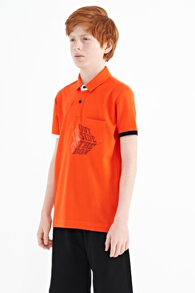 Tommylife Toptan Polo Yaka Standart Kalıp Erkek Çocuk T-Shirt 11102 Portakal - Thumbnail
