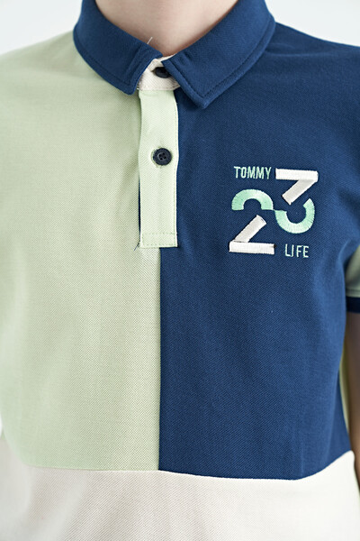 Tommylife Toptan Polo Yaka Standart Kalıp Erkek Çocuk T-Shirt 11108 Açık Yeşil - Thumbnail