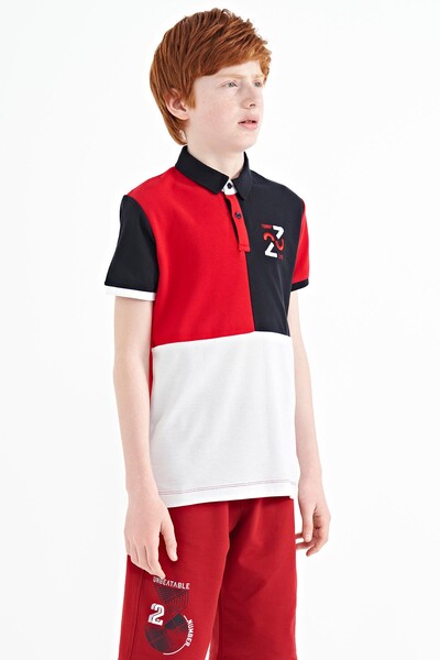 Tommylife Toptan Polo Yaka Standart Kalıp Erkek Çocuk T-Shirt 11108 Kırmızı - Thumbnail