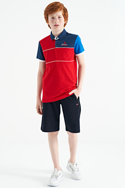 Tommylife Toptan Polo Yaka Standart Kalıp Erkek Çocuk T-Shirt 11109 Kırmızı - Thumbnail