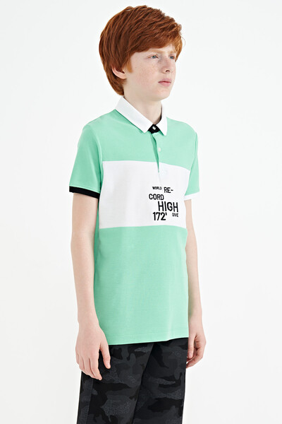 Tommylife Toptan Polo Yaka Standart Kalıp Erkek Çocuk T-Shirt 11110 Su Yeşili - Thumbnail