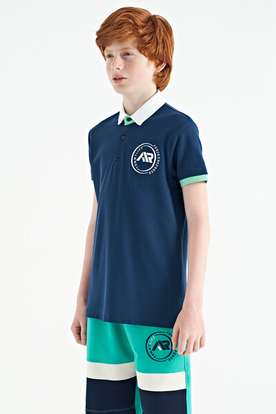 Tommylife Toptan Polo Yaka Standart Kalıp Erkek Çocuk T-Shirt 11138 İndigo - Thumbnail