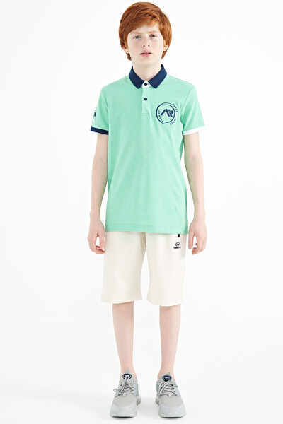 Tommylife Toptan Polo Yaka Standart Kalıp Erkek Çocuk T-Shirt 11138 Su Yeşili - Thumbnail