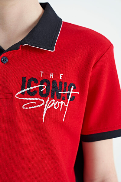 Tommylife Toptan Polo Yaka Standart Kalıp Erkek Çocuk T-Shirt 11139 Kırmızı - Thumbnail