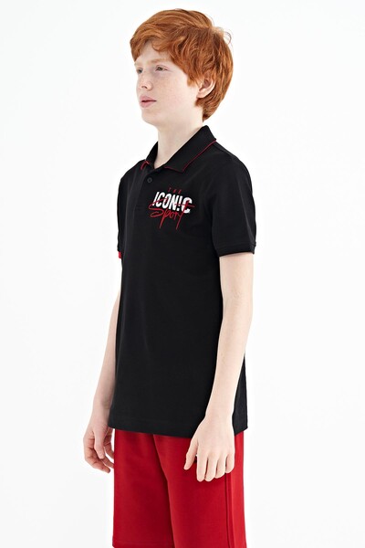 Tommylife Toptan Polo Yaka Standart Kalıp Erkek Çocuk T-Shirt 11139 Siyah - Thumbnail