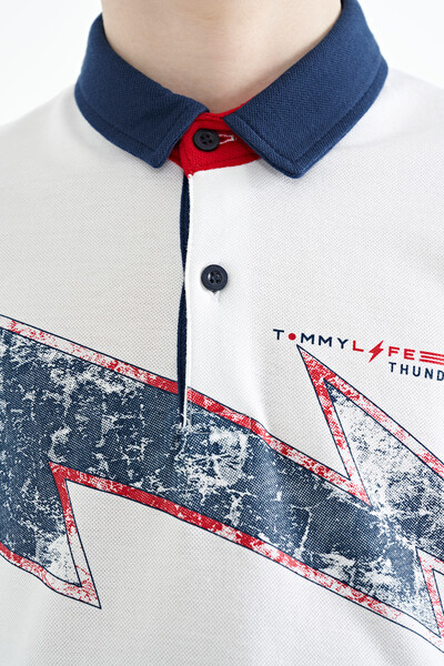 Tommylife Toptan Polo Yaka Standart Kalıp Erkek Çocuk T-Shirt 11154 Beyaz - Thumbnail