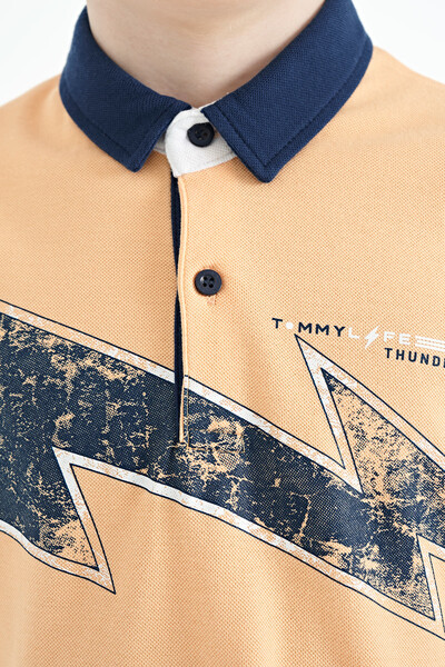 Tommylife Toptan Polo Yaka Standart Kalıp Erkek Çocuk T-Shirt 11154 Kavuniçi - Thumbnail