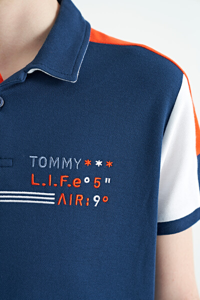 Tommylife Toptan Polo Yaka Standart Kalıp Erkek Çocuk T-Shirt 11155 İndigo - Thumbnail