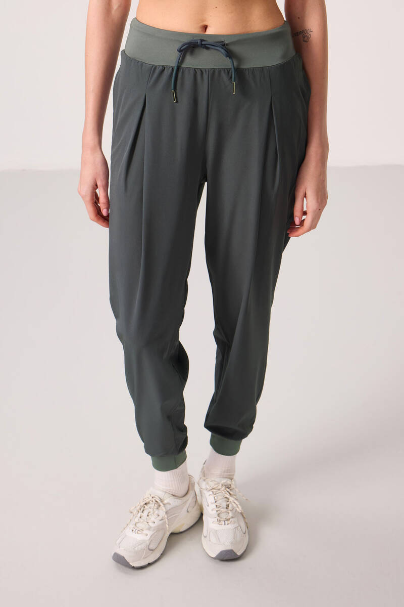 TOMMYLIFE - Tommylife Toptan Polyester Cepli Standart Kalıp Kadın Pantolon - 94677 Haki