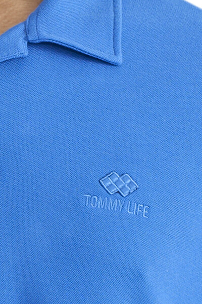 Tommylife Toptan Saks Polo Yaka Logo Nakışlı Standart Form Erkek T-Shirt - 88237 - Thumbnail