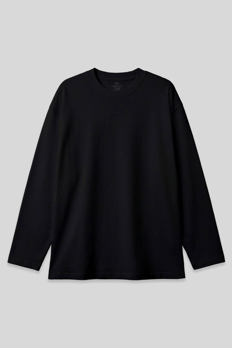 TOMMYLIFE - Tommylife Toptan Siyah Basic O Yaka Erkek Sweatshirt - 88107