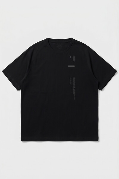 TOMMYLIFE - Tommylife Toptan Siyah Baskılı Battal Büyük Beden Kısa Kollu Erkek T-Shirt - 88465