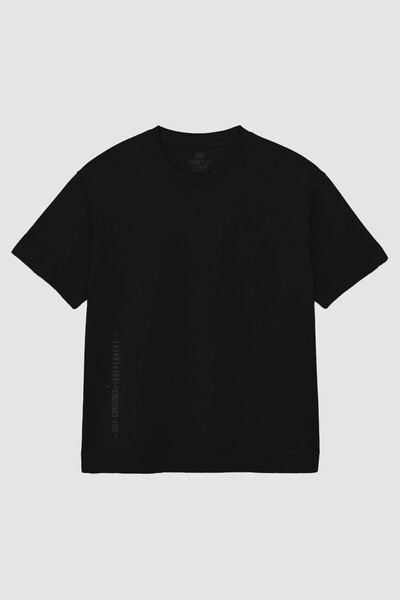 Tommylife Toptan Siyah Baskılı O Yaka Rahat Form Battal Büyük Beden Erkek T-Shirt - 88472 - Thumbnail