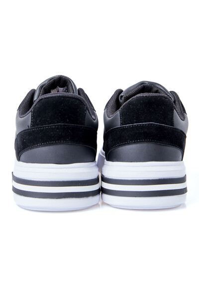 Tommylife Toptan Siyah - Beyaz Süet Detaylı Yüksek Taban Bağcıklı Renk Bloklu Erkek Spor Ayakkabı - 89119 - Thumbnail