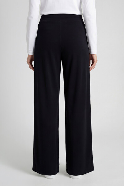 Tommylife Toptan Siyah Comfort Fit Geniş Paça Korsajlı Palazzo Kadın Pantolon - 94681 - Thumbnail