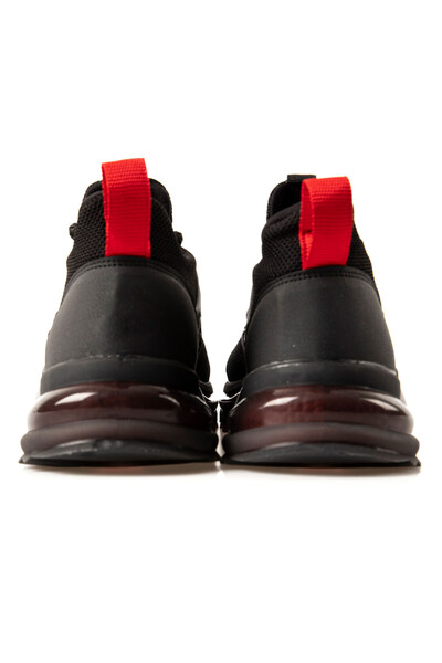 Tommylife Toptan Siyah - Kırmızı Fileli Yüksek Taban Bağcıklı Erkek Spor Ayakkabı - 89108 - Thumbnail
