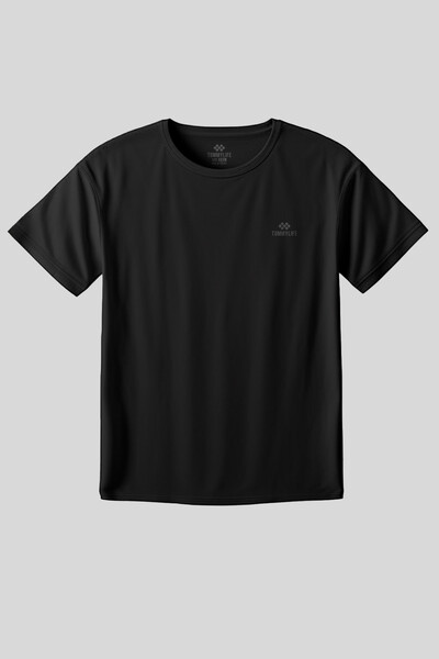 Tommylife Toptan Siyah O Yaka Basic Battal Büyük Beden Kadın T-Shirt - 97308 - Thumbnail