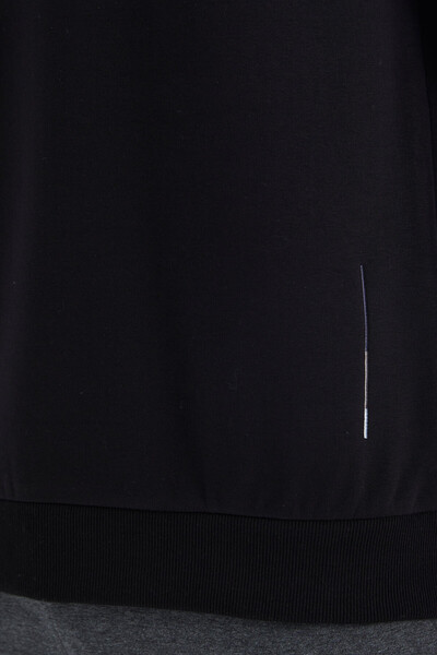 Tommylife Toptan Siyah O Yaka Kol Şerit Detaylı Basic Rahat Kalıp Erkek Sweatshirt - 88293 - Thumbnail
