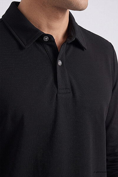 Tommylife Toptan Siyah Rahat Form Basic Polo Yaka Erkek T-Shirt - 88512 - 3