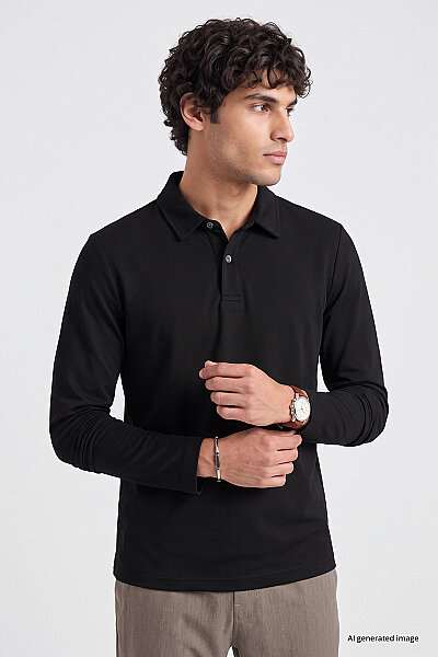 Tommylife Toptan Siyah Rahat Form Basic Polo Yaka Erkek T-Shirt - 88512 - 4
