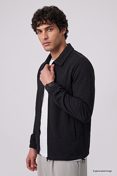 Tommylife Toptan Siyah Rahat Form Erkek Ceket - 88494 - 2