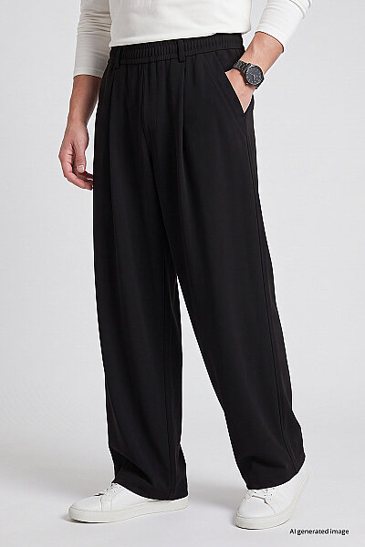 Tommylife Toptan Siyah Rahat Form Erkek Palazzo Pantolon - 82199 - 2
