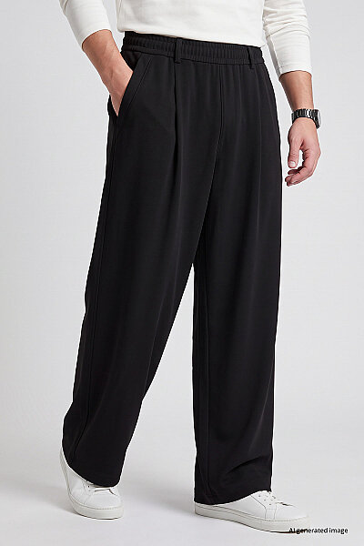 Tommylife Toptan Siyah Rahat Form Erkek Palazzo Pantolon - 82199 - 4