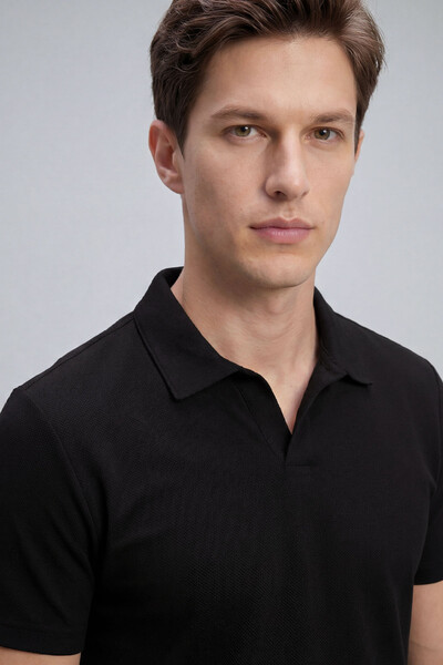 Tommylife Toptan Siyah Rahat Form Yumuşak Dokulu Polo Yaka Erkek T-Shirt - 88496 - Thumbnail