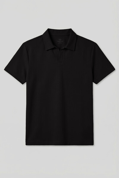 Tommylife Toptan Siyah Rahat Form Yumuşak Dokulu Polo Yaka Erkek T-Shirt - 88496 - Thumbnail