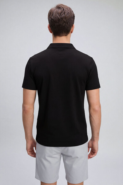Tommylife Toptan Siyah Rahat Form Yumuşak Dokulu Polo Yaka Erkek T-Shirt - 88496 - Thumbnail