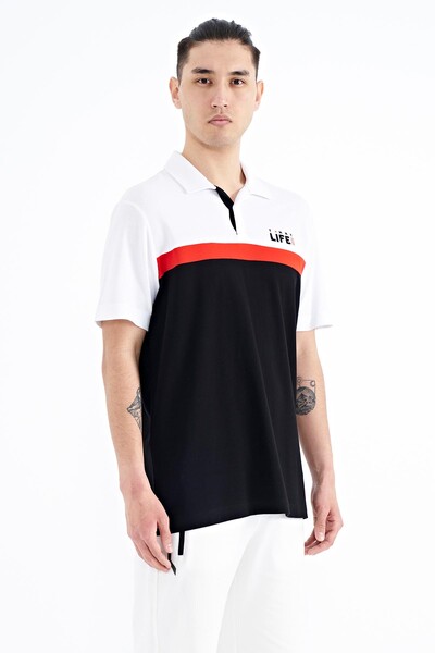 Tommylife Toptan Siyah Renk Geçişli Polo Yaka Standart Kalıp Erkek T-Shirt - 88238 - Thumbnail