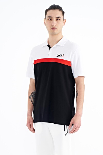 Tommylife Toptan Siyah Renk Geçişli Polo Yaka Standart Kalıp Erkek T-Shirt - 88238 - Thumbnail