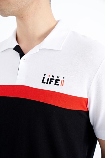 Tommylife Toptan Siyah Renk Geçişli Polo Yaka Standart Kalıp Erkek T-Shirt - 88238 - Thumbnail