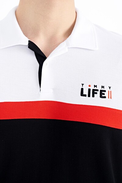 Tommylife Toptan Siyah Renk Geçişli Polo Yaka Standart Kalıp Erkek T-Shirt - 88238 - Thumbnail