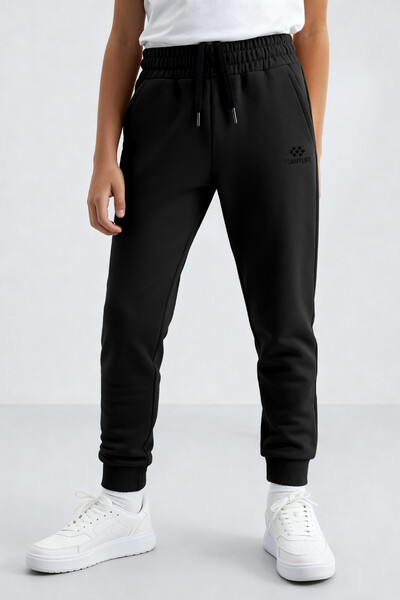 Tommlife Toptan Siyah Standart Manşetli İnce Erkek Çocuk Eşofman Alt - 11062 - Thumbnail