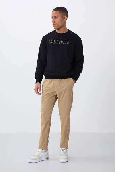 Tommylife Toptan Siyah Yazı Nakışlı O Yaka Rahat Form Erkek Sweatshirt - 88020 - 2